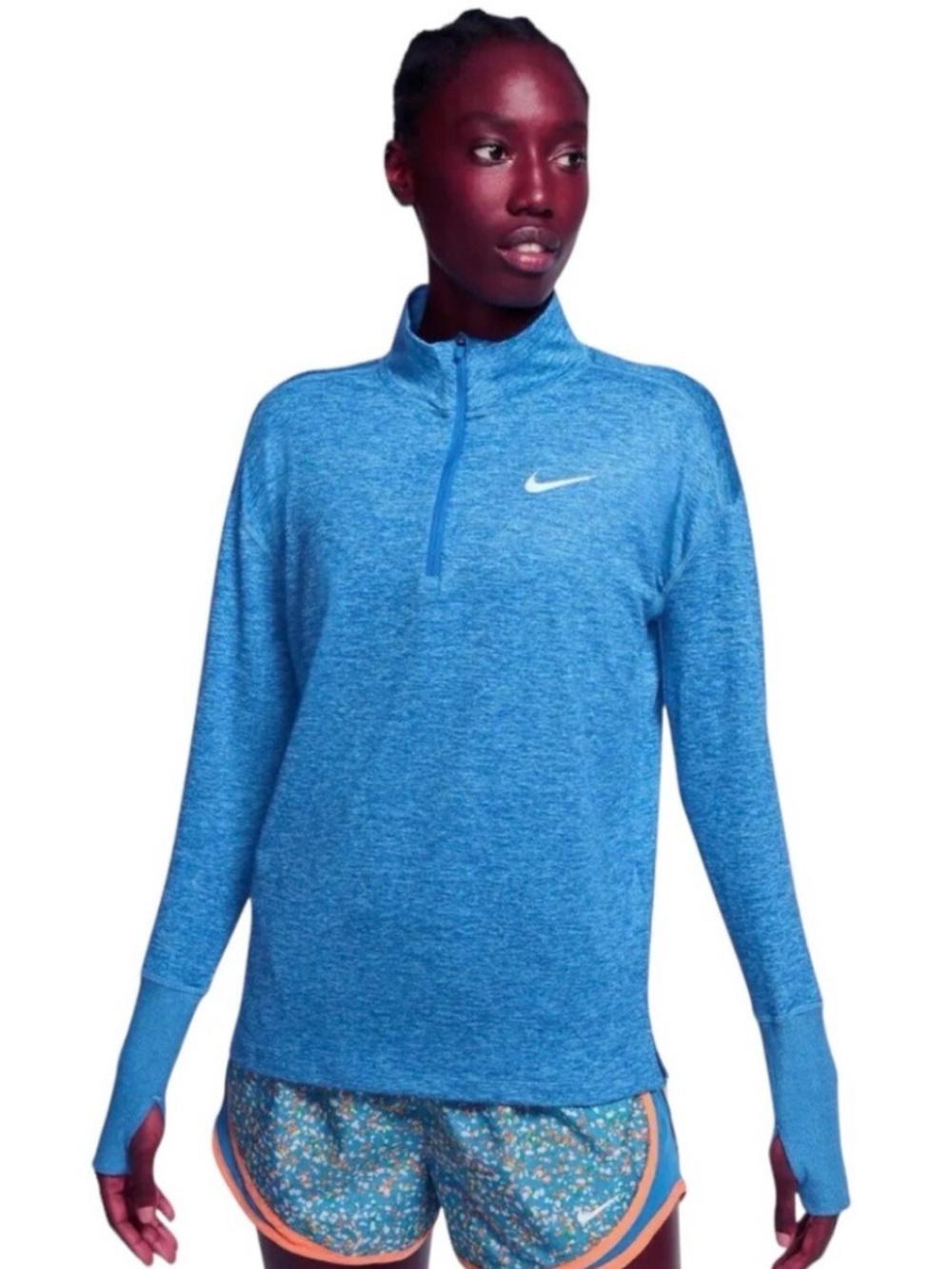 Nike Blue Heather 1/4 Zip Athletic Pullover